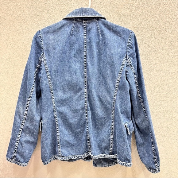 Lord & Taylor Womens Jean Blazer Size 6 Jacket Long Sleeve Pockets Button Front - Picture 2 of 4